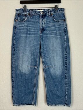 Madewell The Darted Barrel Leg Jean in Dobbins Wash - 100% Cotton - 30 Petite
